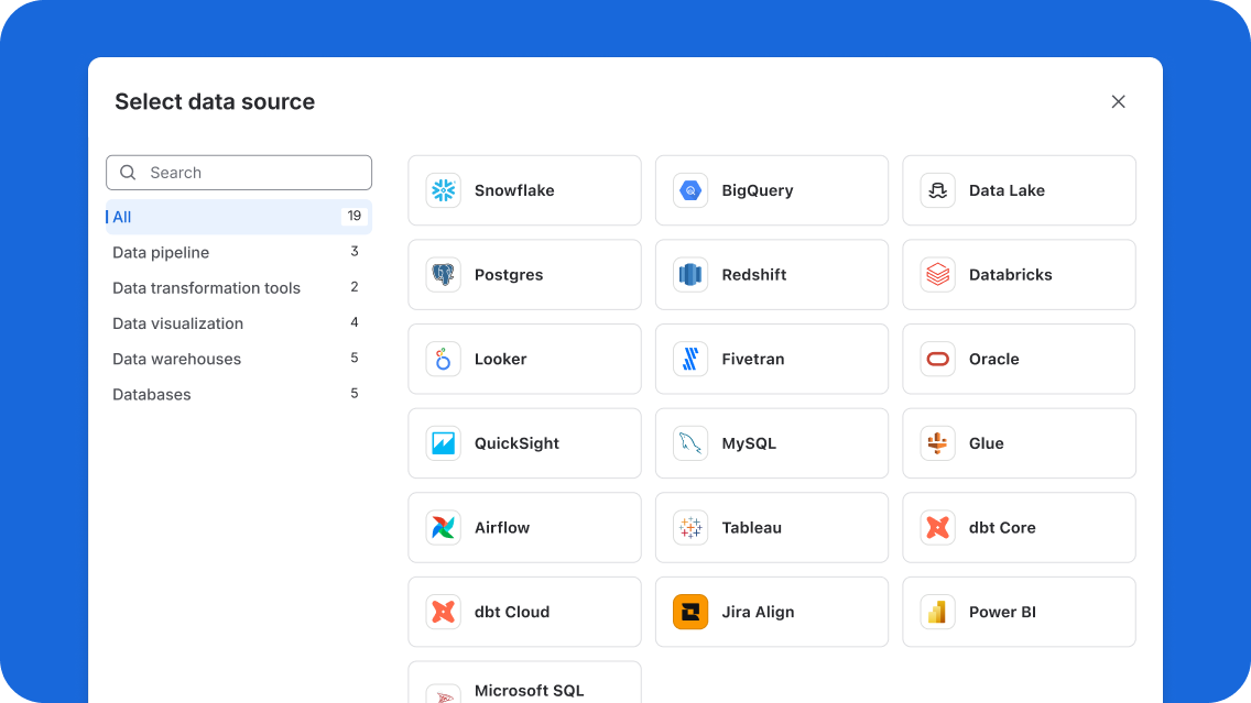 Select data source dialog in the Insights app